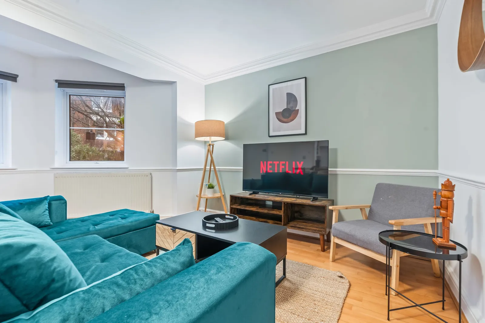 Well-furnished bedroom in a London short-let property